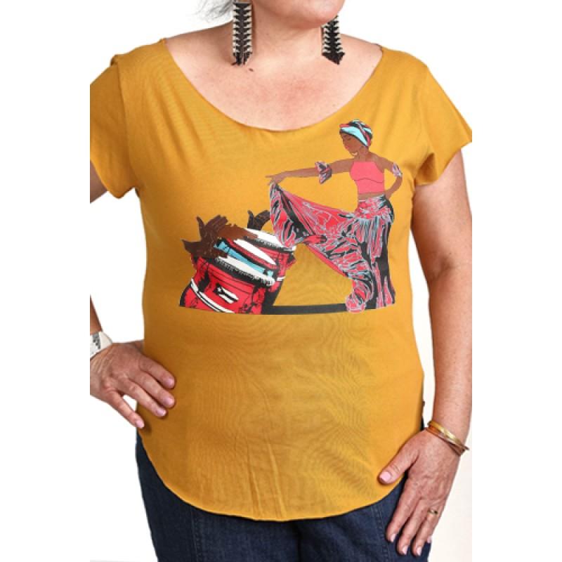 Estilo Estilo Clothing™ Afro Puerto Rican Bomba Cut Boat Neck T-shirt Antique Gold