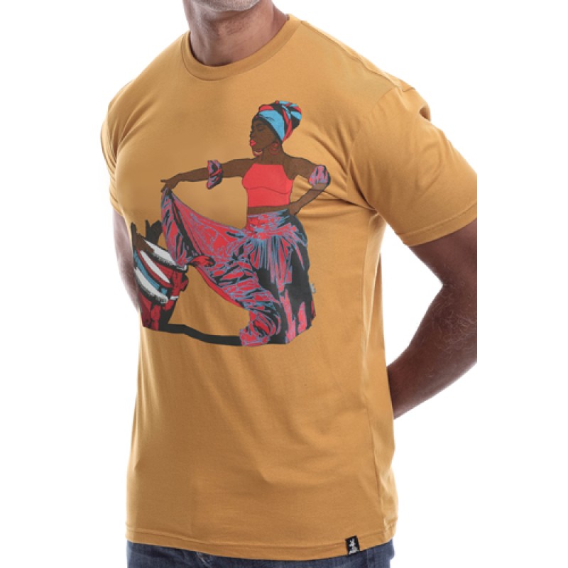 Estilo Estilo Clothing™ Afro Puerto Rican Bomba T-shirt Antique Gold