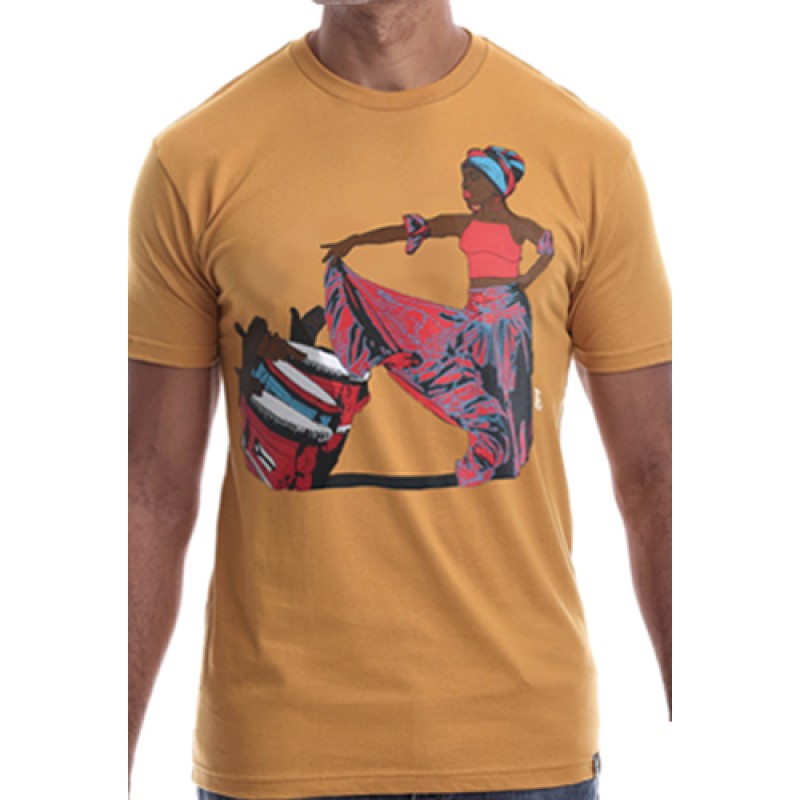 estilo Estilo Clothing™ Afro Puerto Rican Bomba T-shirt Antique Gold