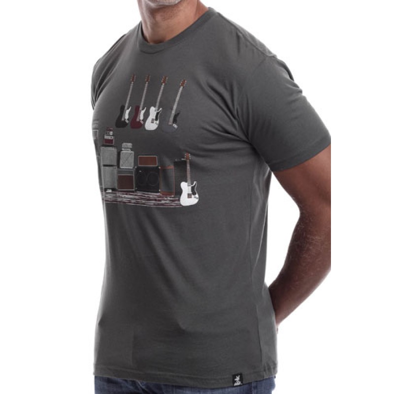 Estilo Estilo Clothing™ Amped Up Electric Bass Guitar & Amps T-shirt Heavy Metal Gray