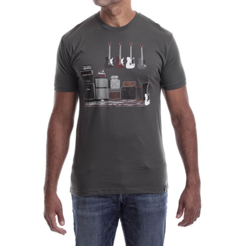 Estilo Estilo Clothing™ Amped Up Electric Bass Guitar & Amps T-shirt Heavy Metal Gray