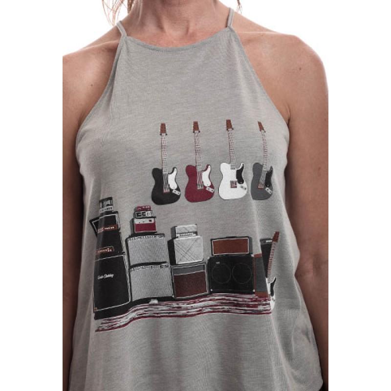 Estilo Estilo Clothing™ Amped Up Electric Bass Guitar & Amps High Neck Halter Blouse