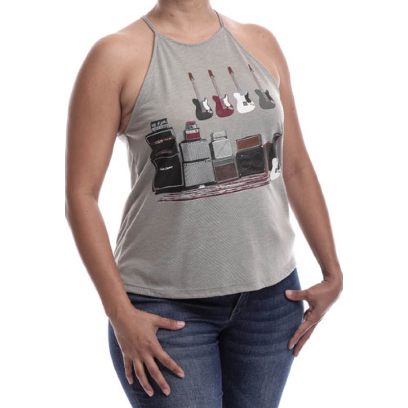 Estilo Estilo Clothing™ Amped Up Electric Bass Guitar & Amps High Neck Halter Blouse