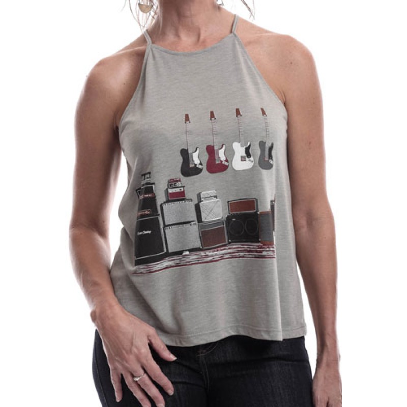estilo Estilo Clothing™ Amped Up Electric Bass Guitar & Amps High Neck Halter Blouse
