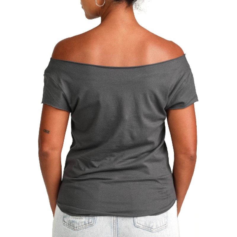 Estilo Estilo Clothing™ Amped Up Electric Bass Guitar & Amps Cut Boat Neck T-shirt Heavy Metal Gray