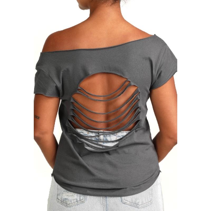 Estilo Estilo Clothing™ Amped Up Electric Bass Guitar & Amps Cut Boat Neck T-shirt Heavy Metal Gray