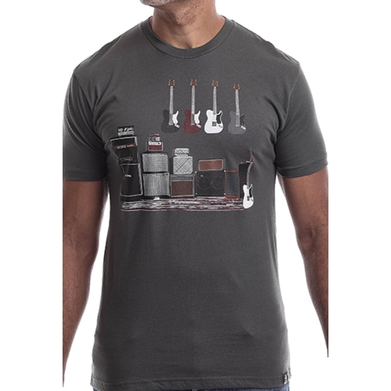 estilo Estilo Clothing™ Amped Up Electric Bass Guitar & Amps T-shirt Heavy Metal Gray