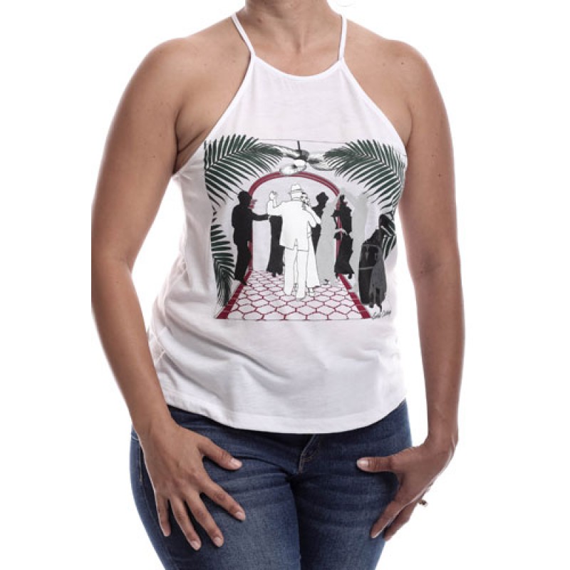 Estilo Estilo Clothing™ Art Deco Cuban Cafe High Neck Halter Blouse