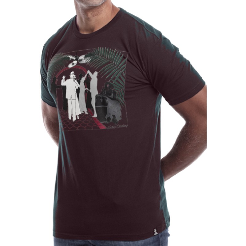 Estilo Estilo Clothing™ Art Deco Cuban Cafe T-shirt Oxblood