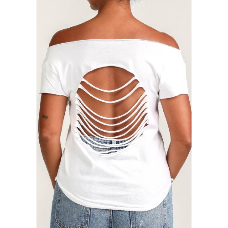 Estilo Estilo Clothing™ Bata Drums Afro Cuban Cut Boat Neck T-shirt White