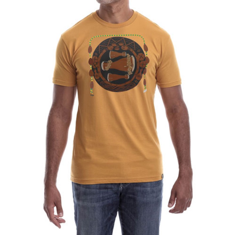 Estilo Estilo Clothing™ Bata Drums Afro Cuban T-shirt Antique Gold