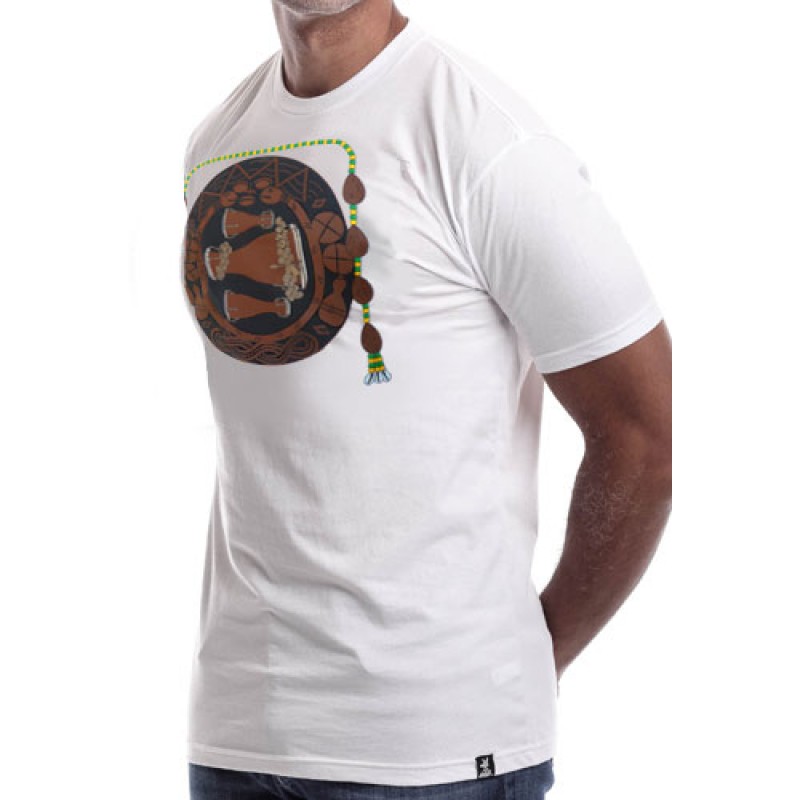 Estilo Estilo Clothing™ Bata Drums Afro Cuban T-shirt White
