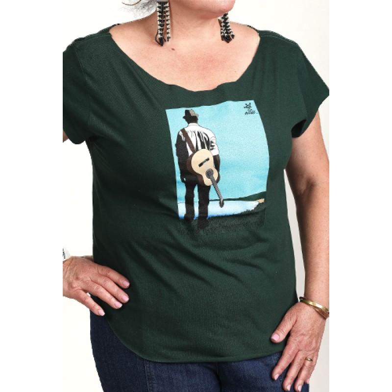 Estilo Estilo Clothing™ Buena Vista Acoustic Guitar Player Cut Boat Neck T-shirt Forest Green