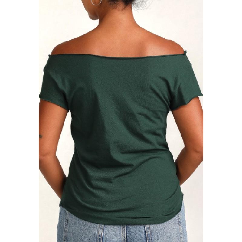Estilo Estilo Clothing™ Cutting & Slapping Conga Turntable Cut Boat Neck T-shirt Forest Green