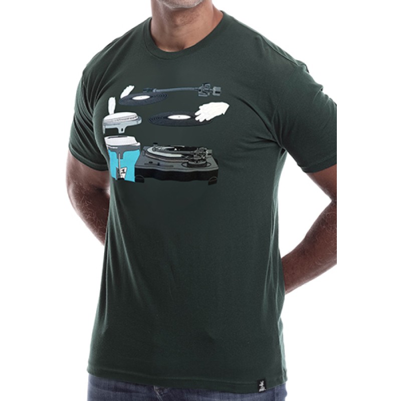 Estilo Estilo Clothing™ Cutting & Slapping Conga Turntable T-shirt Forest Green