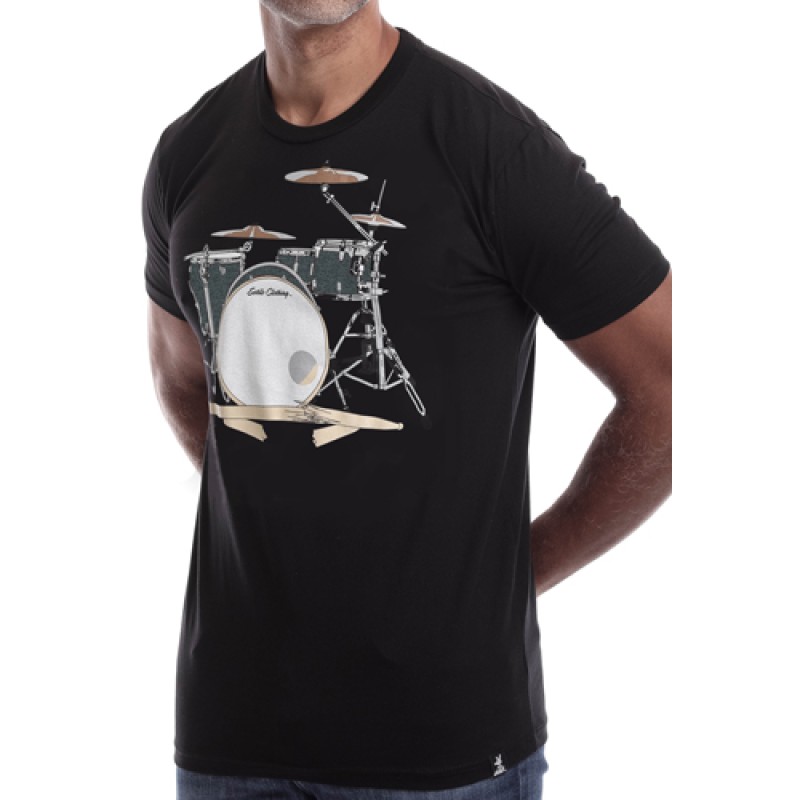 Estilo Estilo Clothing™ Drum Set & Broken Sticks T-shirt Black