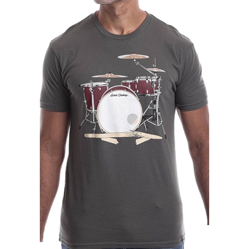 estilo Estilo Clothing™ Drum Set & Broken Sticks T-shirt Heavy Metal Gray