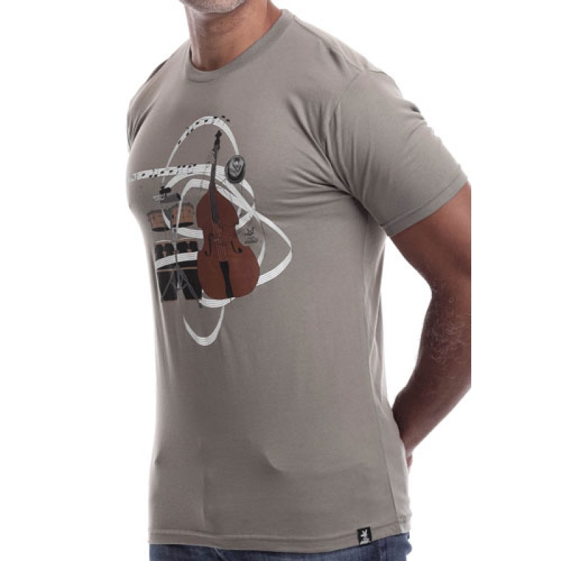Estilo Estilo Clothing™ El Nuevo Tumbao Upright Bass Timbales Congas T-shirt Warm Gray