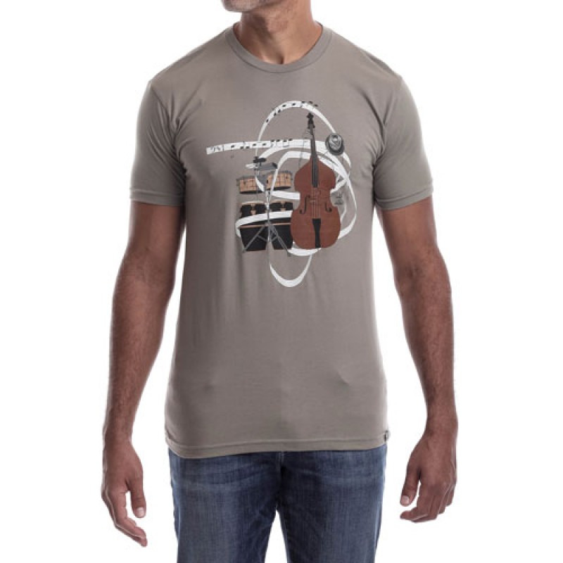 Estilo Estilo Clothing™ El Nuevo Tumbao Upright Bass Timbales Congas T-shirt Warm Gray