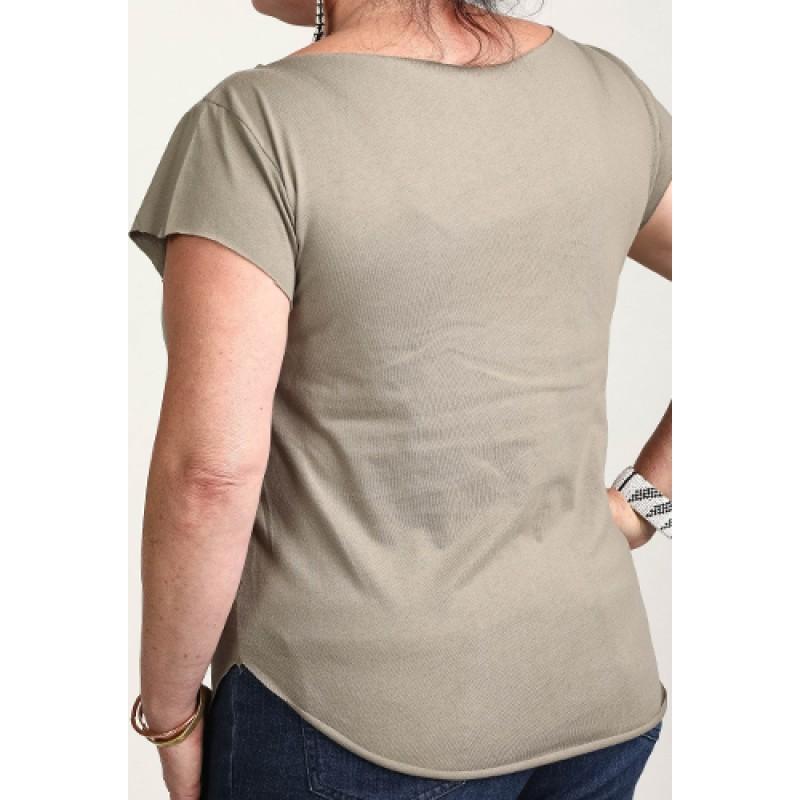 Estilo Estilo Clothing™ El Nuevo Tumbao Upright Bass Timbales Congas Cut Boat Neck T-shirt Warm Gray