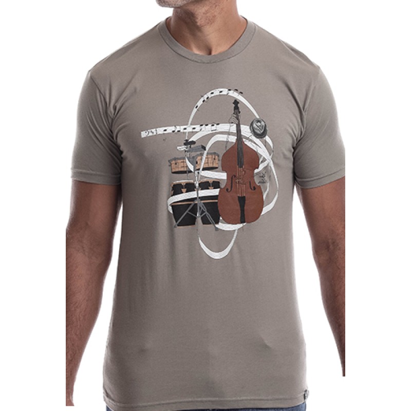 estilo Estilo Clothing™ El Nuevo Tumbao Upright Bass Timbales Congas T-shirt Warm Gray
