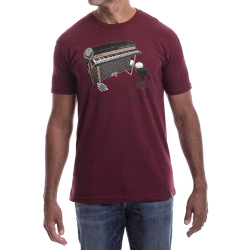 Estilo Estilo Clothing™ Esperando Montuno Fender Rhodes Piano T-shirt Maroon