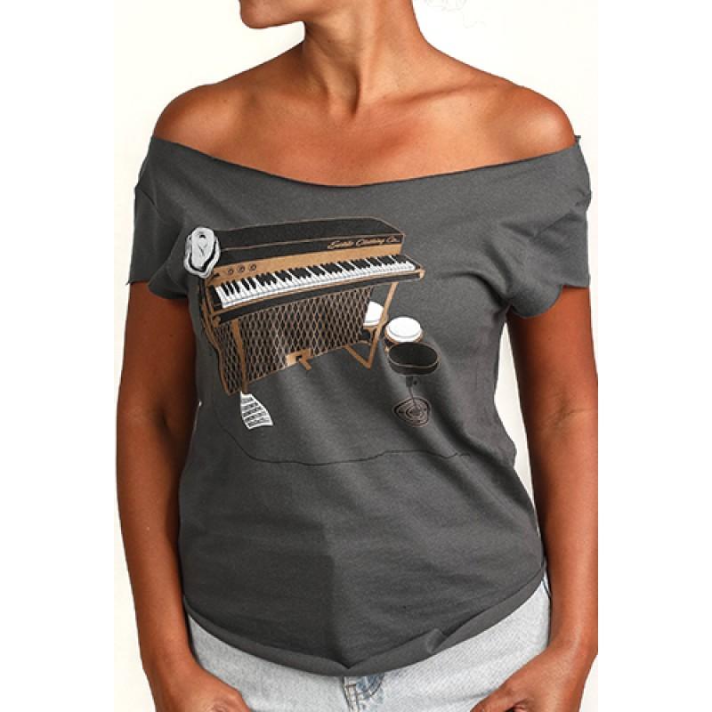 estilo Estilo Clothing™ Esperando Montuno Fender Rhodes Piano Cut Boat Neck T-Shirt Heavy Metal Gray estilo Estilo Clothing™ Esperando Montuno Fender Rhodes Piano Cut Boat Neck T-Shirt Heavy Metal Gray