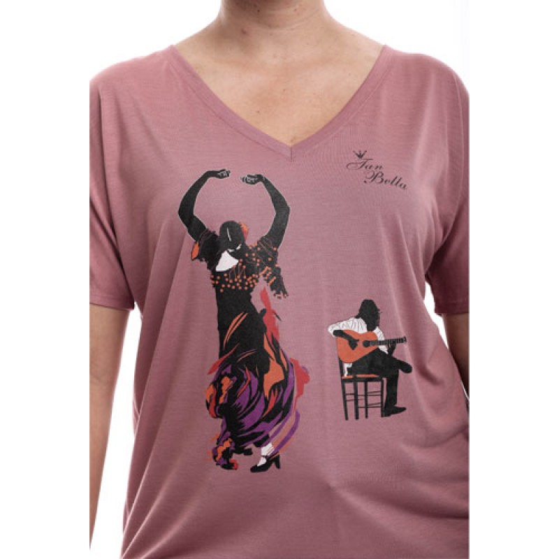 Estilo Estilo Clothing™ Flamenco Dancer & Spanish Guitar Flowy V Neck