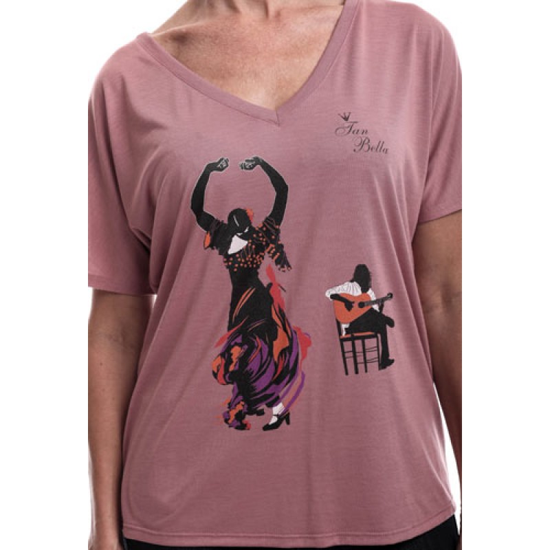 Estilo Estilo Clothing™ Flamenco Dancer & Spanish Guitar Flowy V Neck
