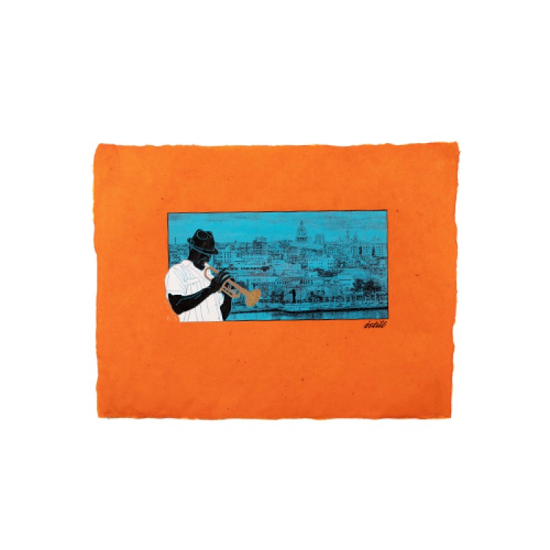 Estilo Estilo Clothing™ Havana Blues Trumpet Player Havana Cuba Skyline Art Print On Paper