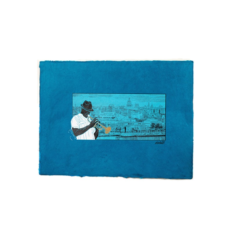 Estilo Estilo Clothing™ Havana Blues Trumpet Player Havana Cuba Skyline Art Print On Paper