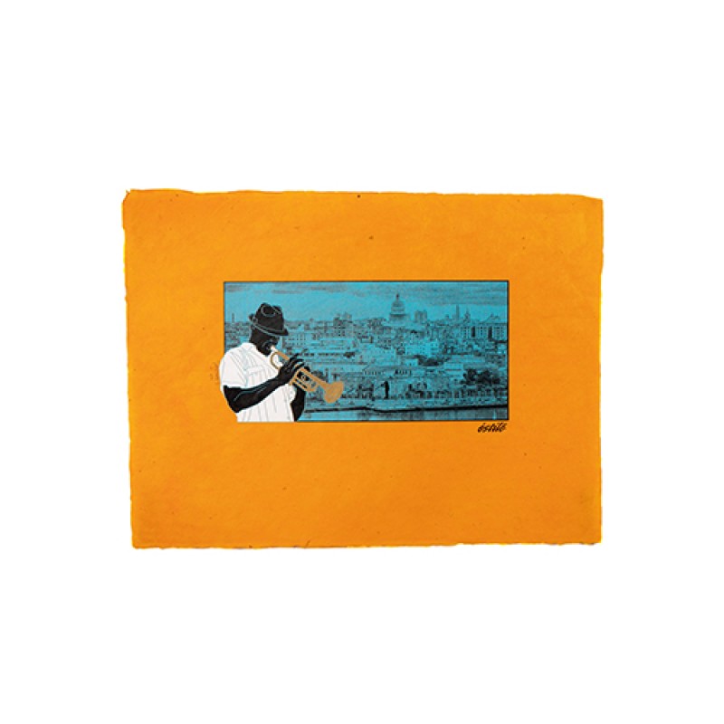 Estilo Estilo Clothing™ Havana Blues Trumpet Player Havana Cuba Skyline Art Print On Paper