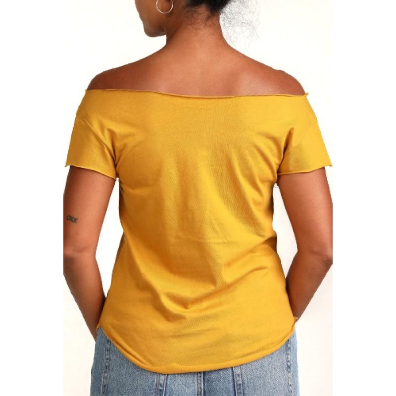 Estilo Estilo Clothing™ Inner City Saxophone Cut Boat Neck T-shirt Antique Gold