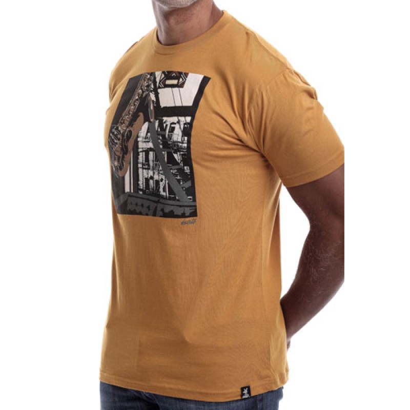 Estilo Estilo Clothing™ Inner City Saxophone T-shirt Antique Gold