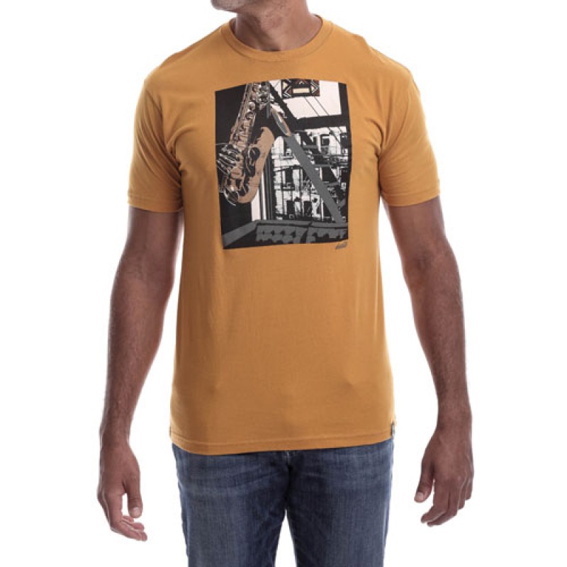 Estilo Estilo Clothing™ Inner City Saxophone T-shirt Antique Gold