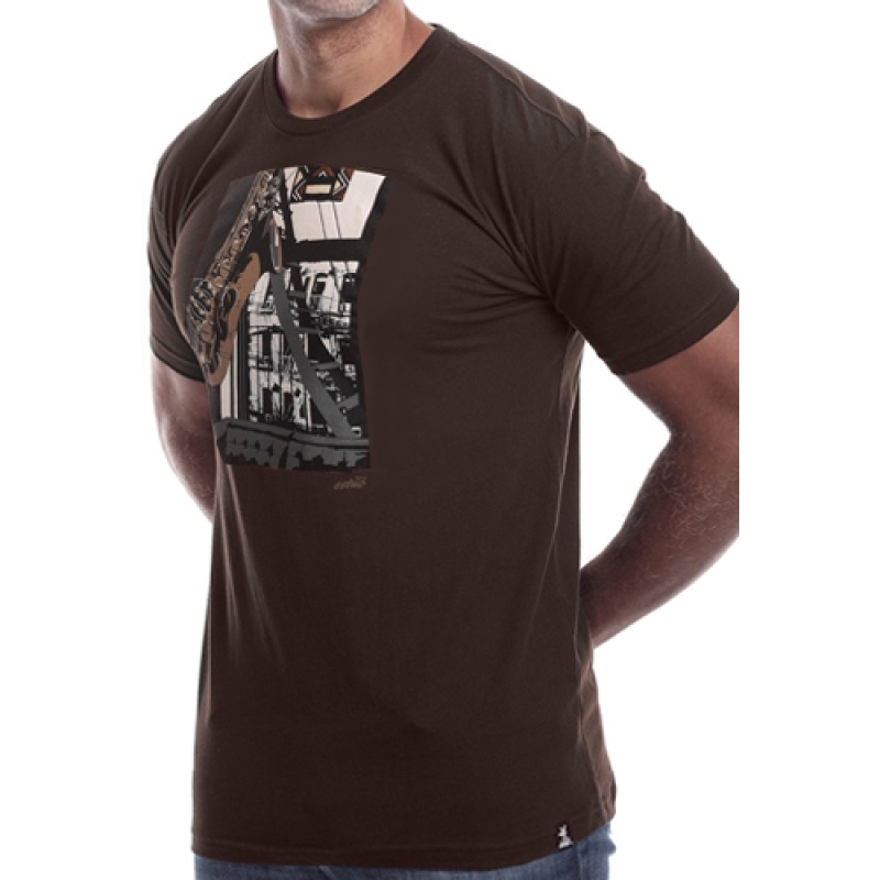 Estilo Estilo Clothing™ Inner City Saxophone T-shirt Dark Chocolate