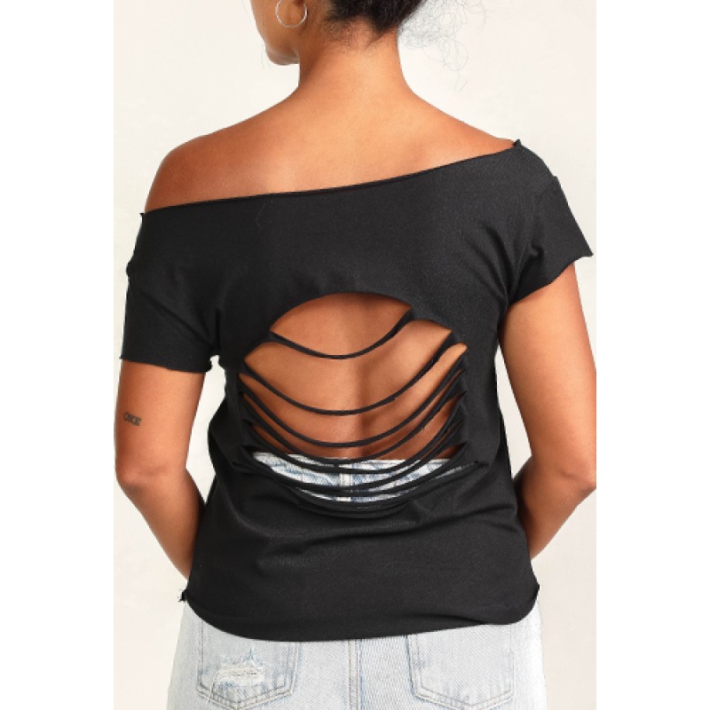 Estilo Estilo Clothing™ La Cumbia De Colombia Y Panama Cut Boat Neck T-shirt Black