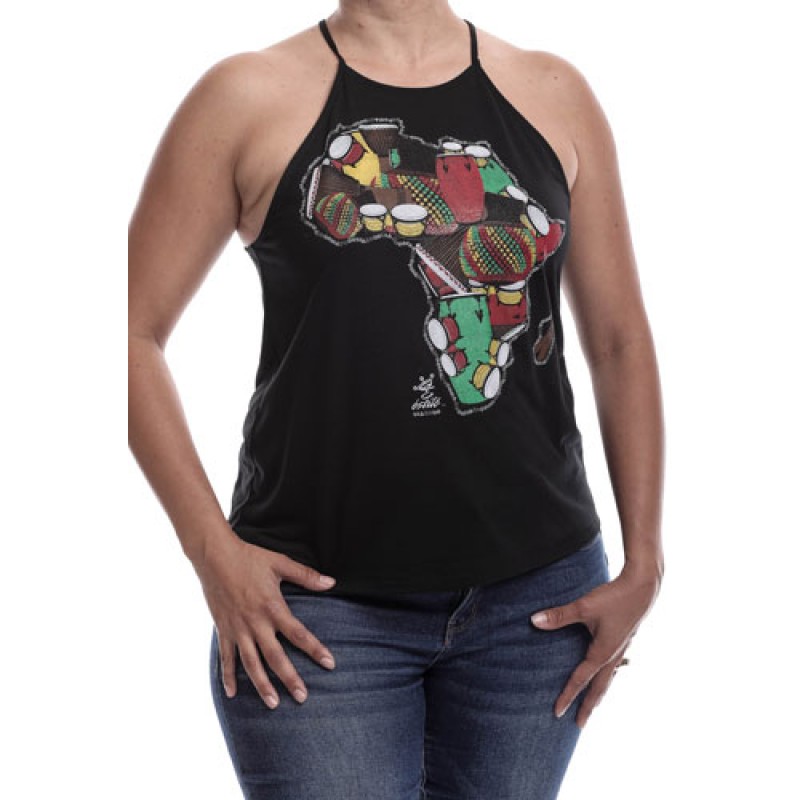 Estilo Estilo Clothing™ One Drum Africa/Drum High Neck Halter Blouse
