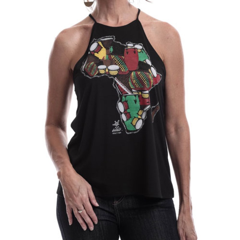 estilo Estilo Clothing™ One Drum Africa/Drum High Neck Halter Blouse