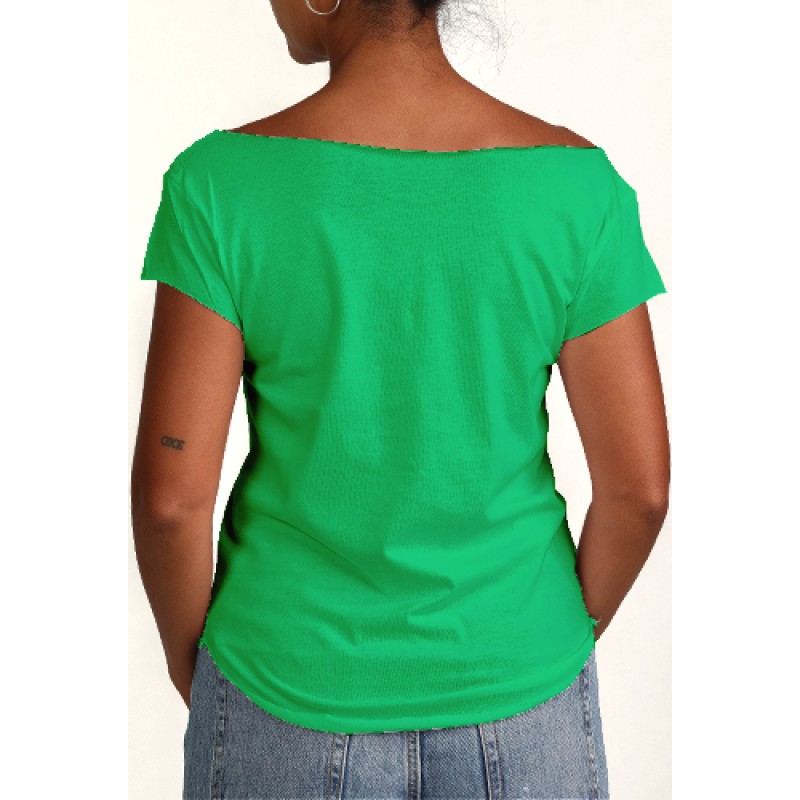 Estilo Estilo Clothing™ Ritmo African & Latin Diaspora Shekere Cut Boat Neck T-shirt Kelly Green