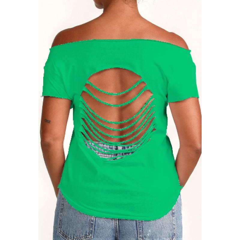 Estilo Estilo Clothing™ Ritmo African & Latin Diaspora Shekere Cut Boat Neck T-shirt Kelly Green