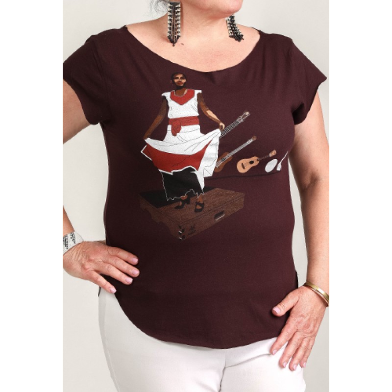 Estilo Estilo Clothing™ Son Jarocho Fandango Cut Boat Neck T-shirt Oxblood
