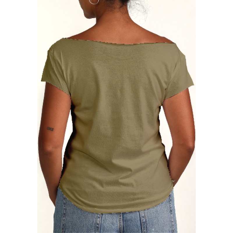 Estilo Estilo Clothing™ Son Jarocho Fandango Cut Boat Neck T-shirt Military Green