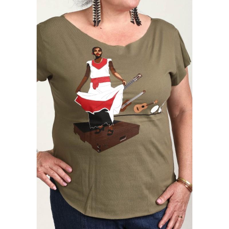 Estilo Estilo Clothing™ Son Jarocho Fandango Cut Boat Neck T-shirt Military Green