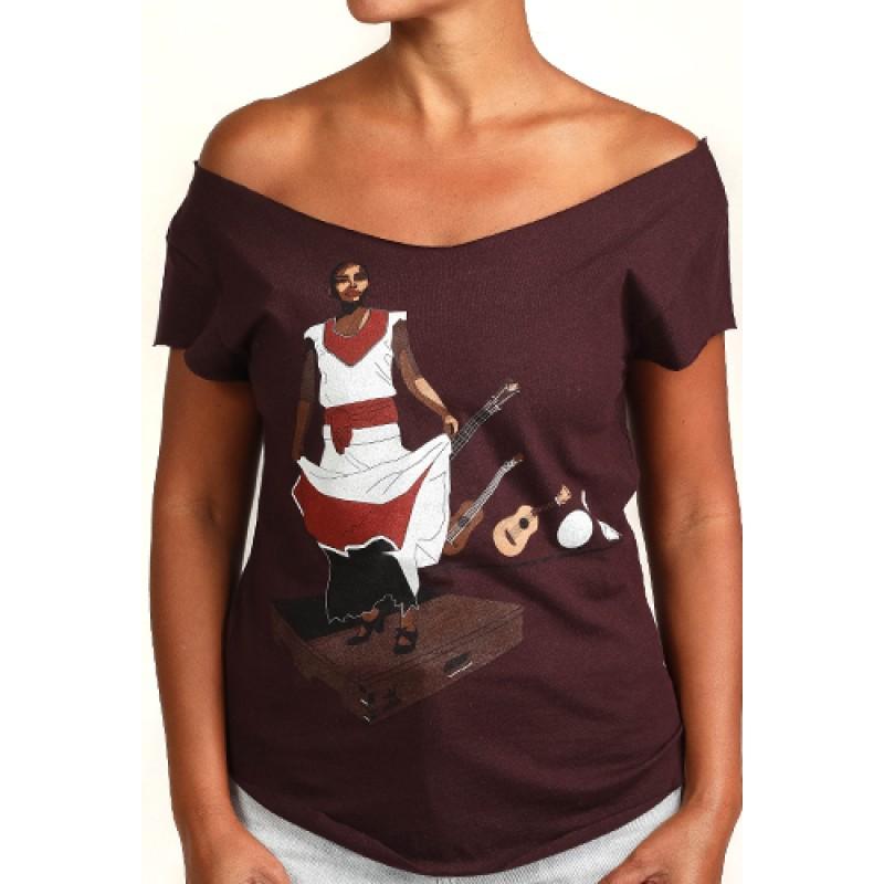 estilo Estilo Clothing™ Son Jarocho Fandango Cut Boat Neck T-shirt Oxblood