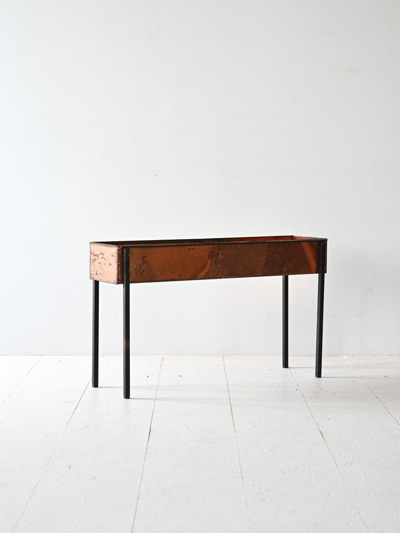 Etsy 1960s Scandinavian Copper Planter With Black Metal Base