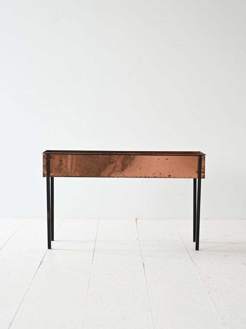 Etsy 1960s Scandinavian Copper Planter With Black Metal Base