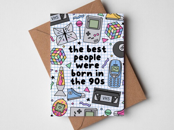 etsy 90s Nostalgia Birthday Card - Born In The 90s 90s Baby Card Child Of The 90s Retro Birthday Card Cute Birthday Card Punny Birthday Card