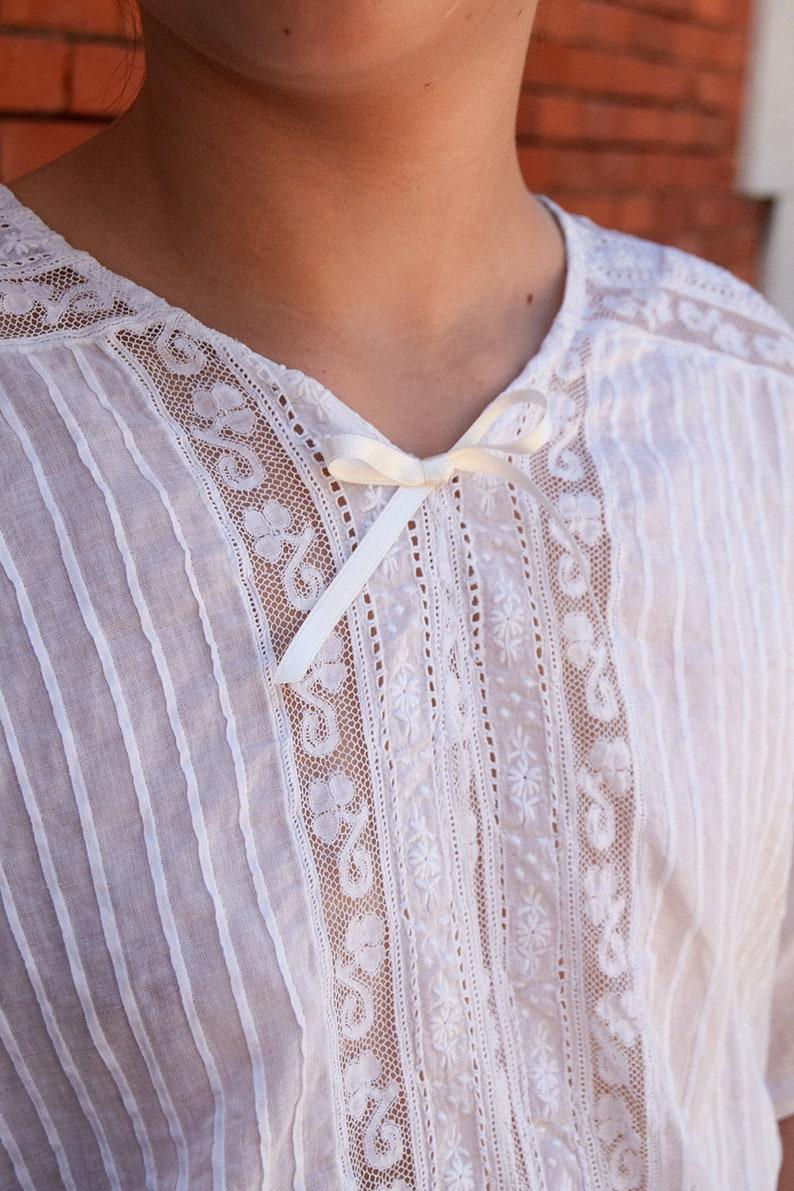 Etsy Antique Victorian Cotton Batiste Top With Valenciennes Lace Insert 19th Century Lace Corset Cover 1800s Children Cotton Batiste Top