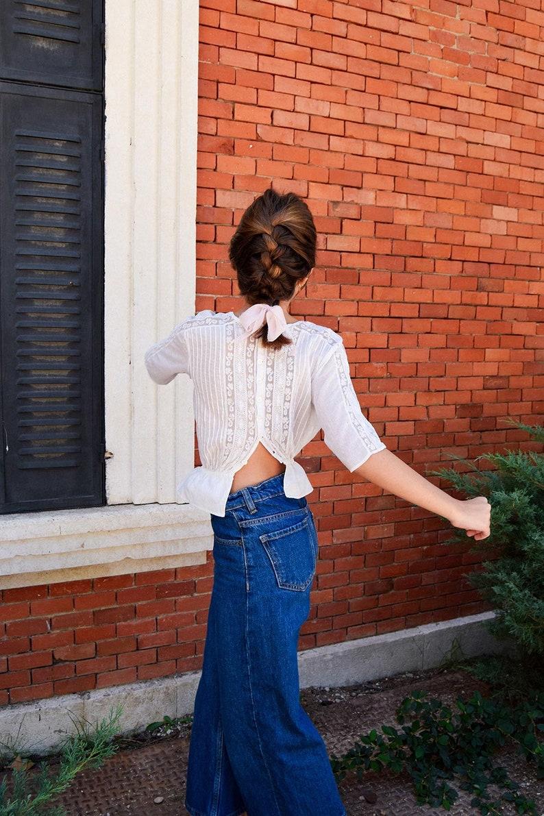 Etsy Antique Victorian Cotton Batiste Top With Valenciennes Lace Insert 19th Century Lace Corset Cover 1800s Children Cotton Batiste Top